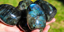 Load image into Gallery viewer, Handful of Labradorite boulders with flashes of blue & purple.
