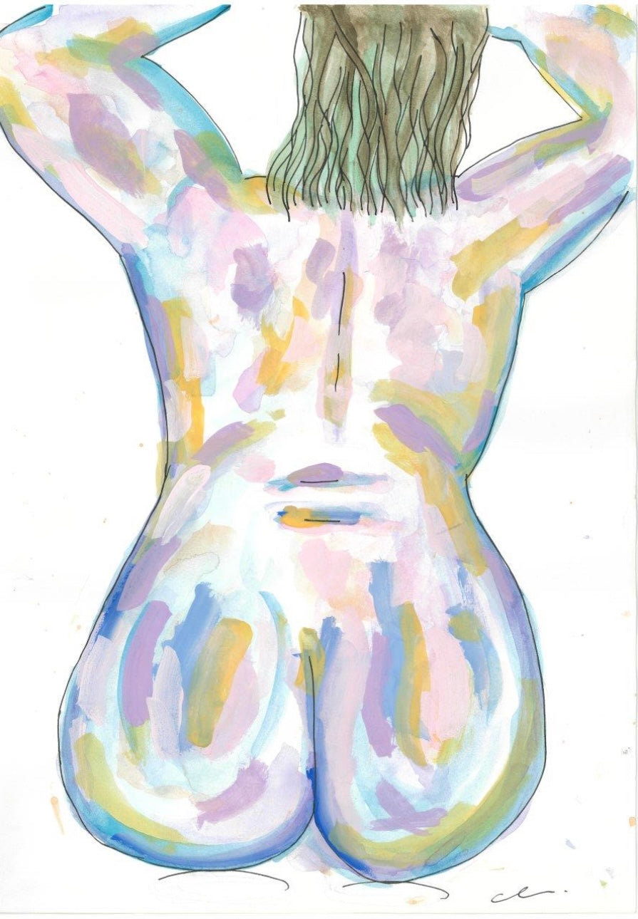 Radical Body Acceptance Watercolour Art Print | Naked Fat Booty