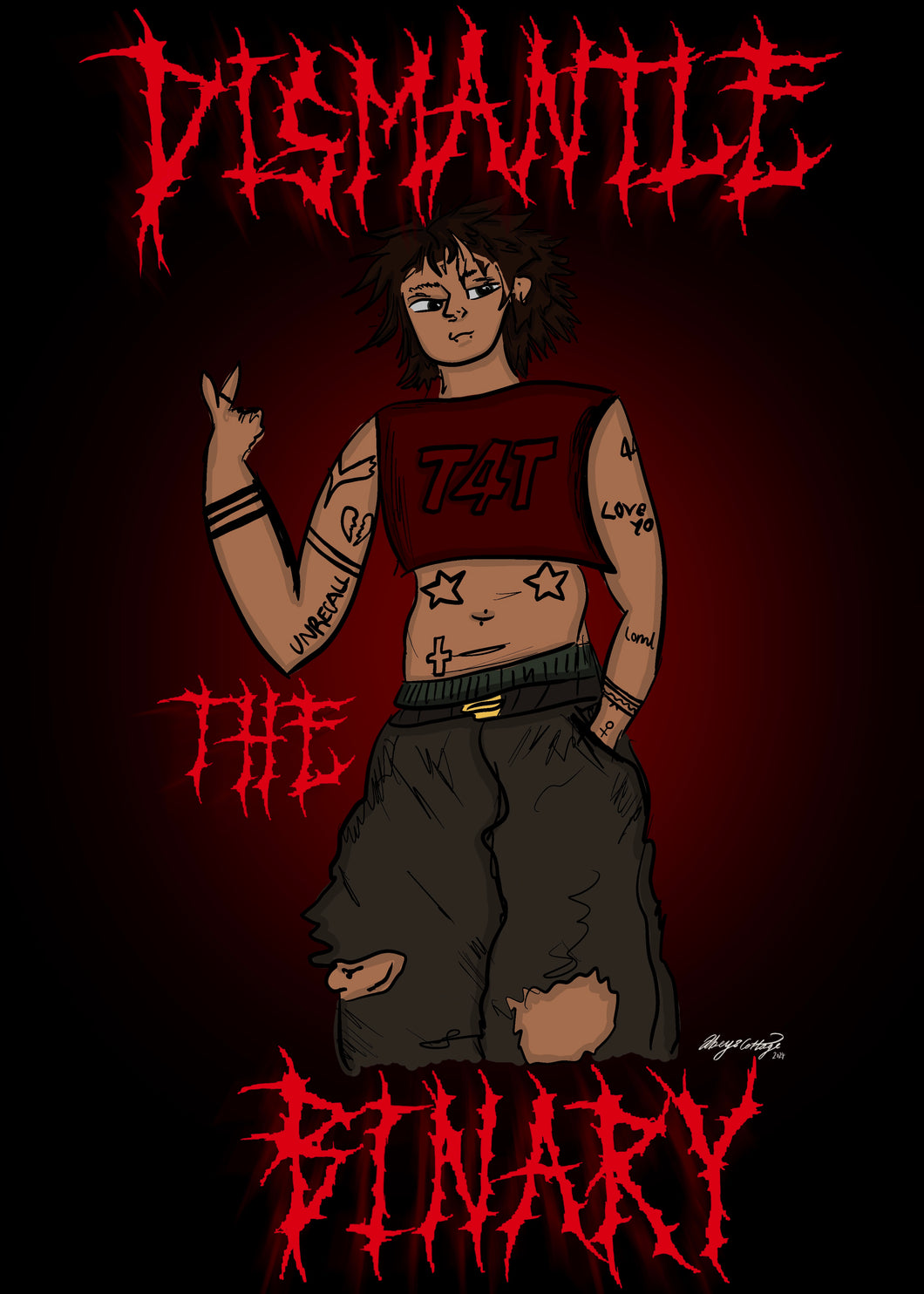 Dismantle the Binary – Trans for Trans Empowerment in Bold Grunge Style